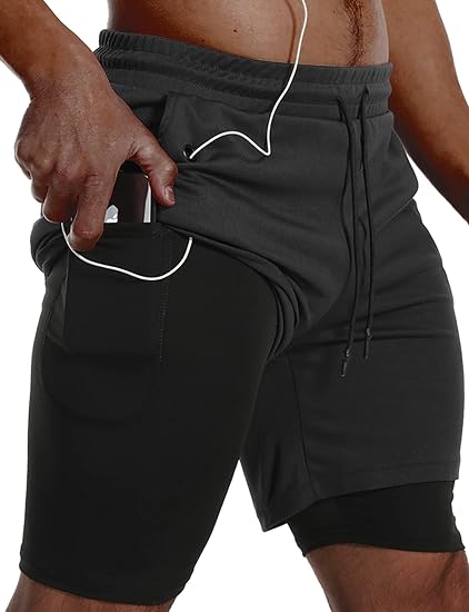 Mens 2 in 1 Running Shorts