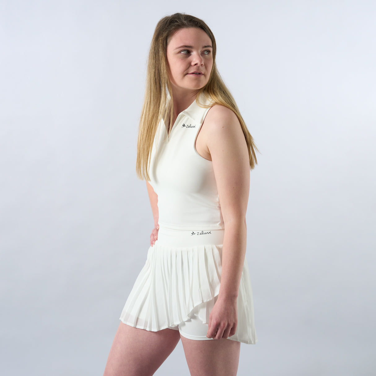 Zeluri Women's Sleeveless Tennis Top and Pleated Skirt Set